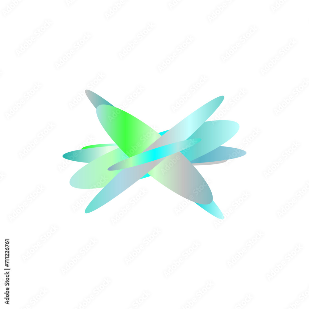 An abstract cut out transparent iridescent oval gradient shape pattern design element.