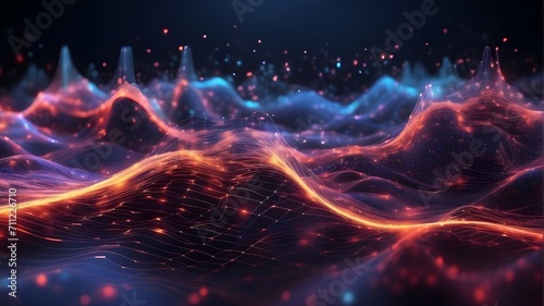 energy of fractal realms,Big data flow in cyberspace. blockchain fields for data. Network line connect stream. AI technology concept, digital communication, scientific study, and three-dimensional rep