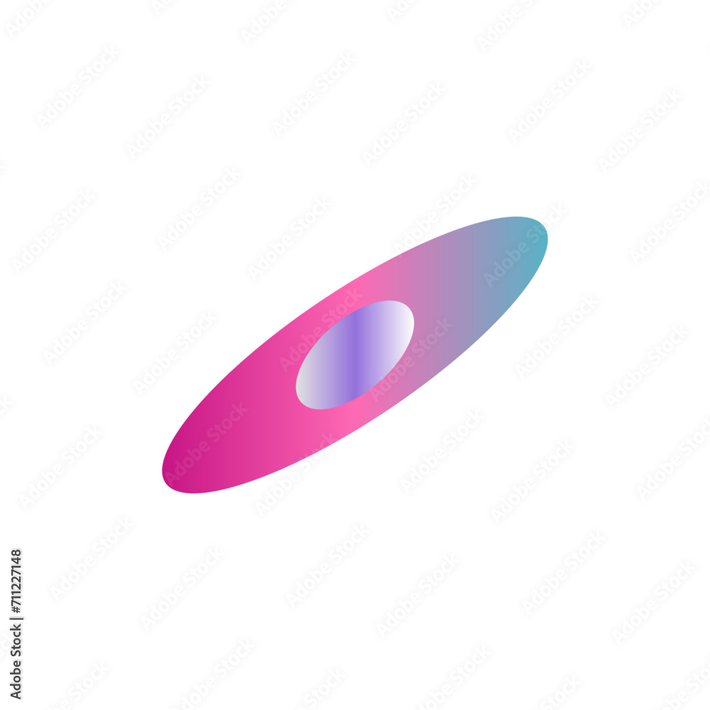 An abstract cut out transparent iridescent oval gradient shape pattern design element.