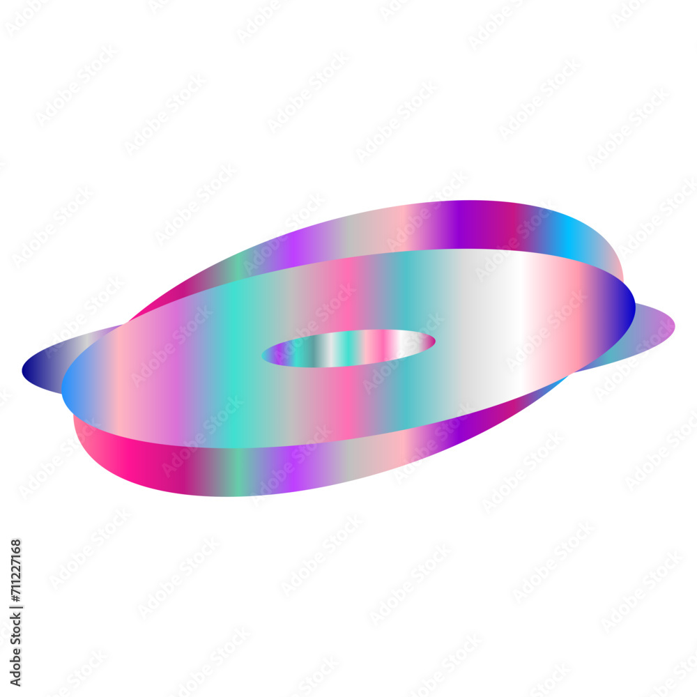 An abstract cut out transparent iridescent oval gradient shape pattern design element.