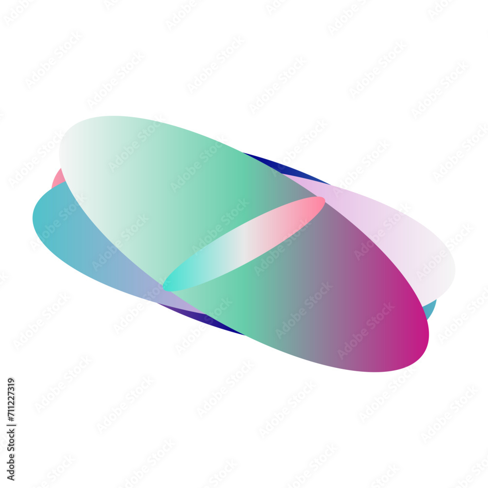 An abstract cut out transparent iridescent oval gradient shape pattern design element. An abstract cut out transparent iridescent oval gradient shape pattern design element.