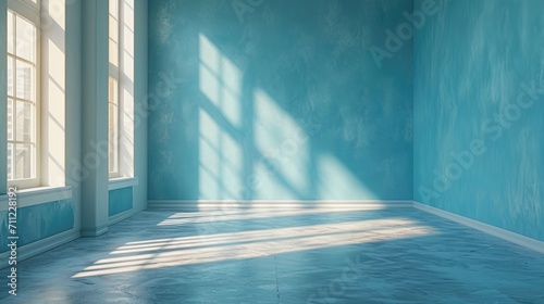 Empty abandoned room with light shining from the window. Empty living room with sunlight shine  wooden floor  dark wall. Renovate  Old house. Old room without renovation