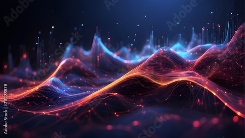 abstract background with space Big data flow in cyberspace. blockchain fields for data. Network line connect stream. AI technology concept  digital communication  scientific study  and three-dimension