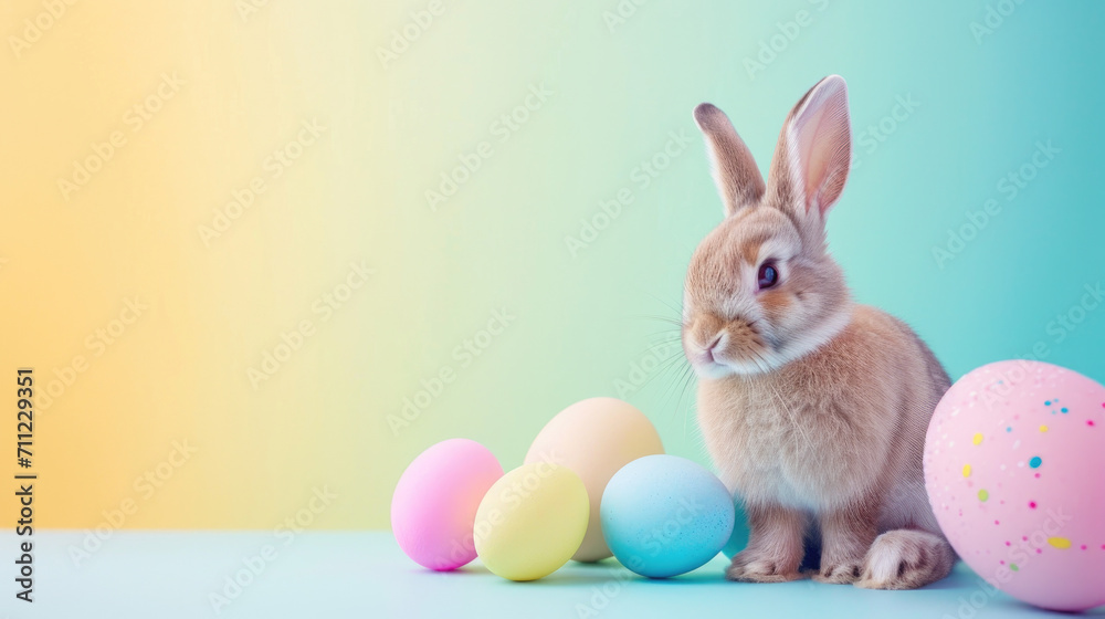 easter bunny on pastel color background