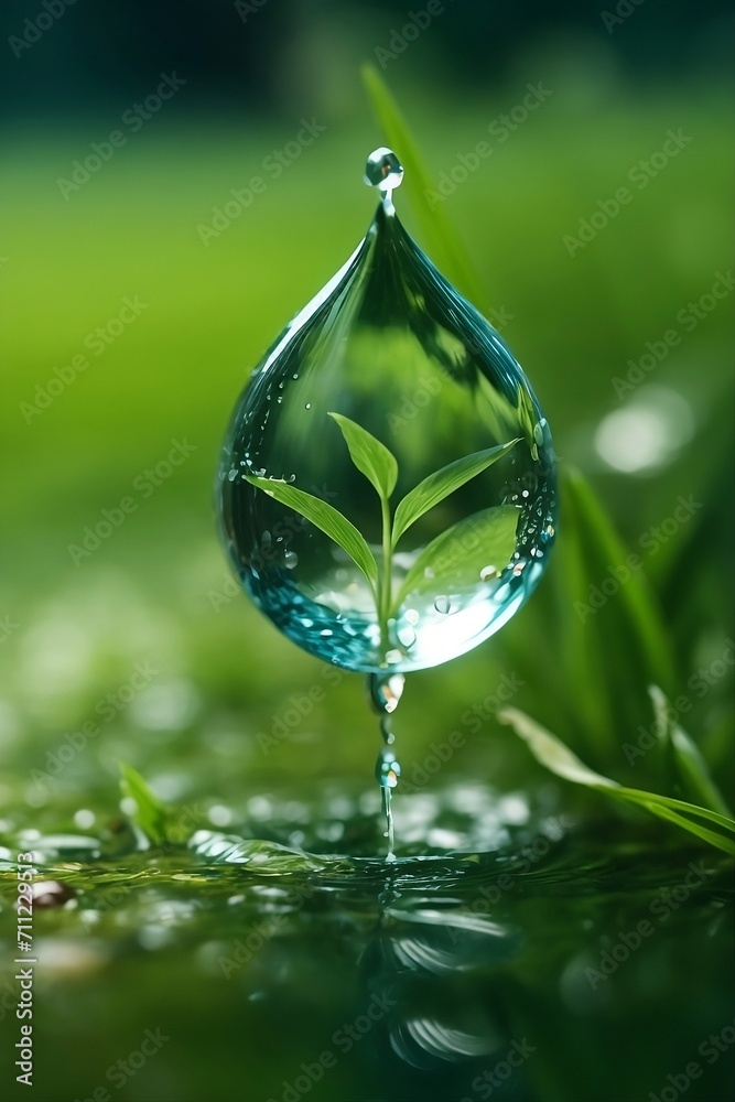 Experience the wonder of nature with a macro zoom of a water droplet, delicately hanging from a blade of grass. Inside the droplet, a serene aqua pool reflects the beauty of a spring scene. Experience the wonder of nature with a macro zoom of a water droplet, delicately hanging from a blade of grass. Inside the droplet, a serene aqua pool reflects the beauty of a spring scene.