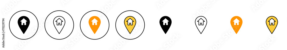 Address icon set vector. home location sign and symbol. pinpoint Address icon set vector. home location sign and symbol. pinpoint