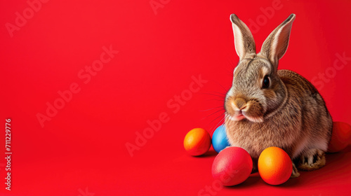 easter bunny on red background © Astanna Media