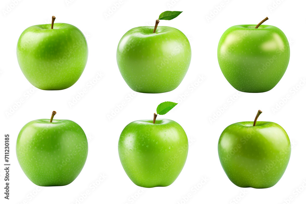 Set of green apple isolated on a transparent background Set of green apple isolated on a transparent background