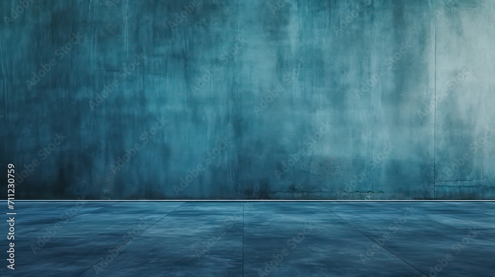Blue concrete wall and floor as a background. Blue concrete wall and floor as a background.