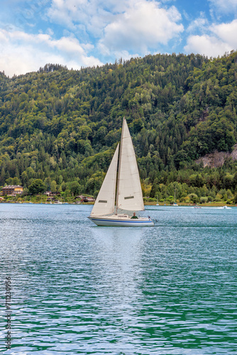 Panoramic view from the Lake Worthersee-Worthersee, Carinthia region, Austria