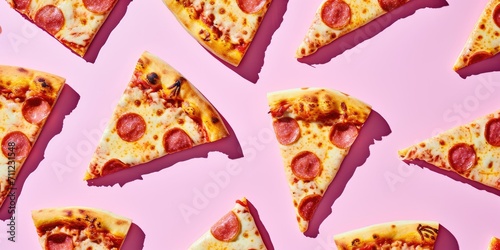 Pizza pieces cocked hat slices pattern background