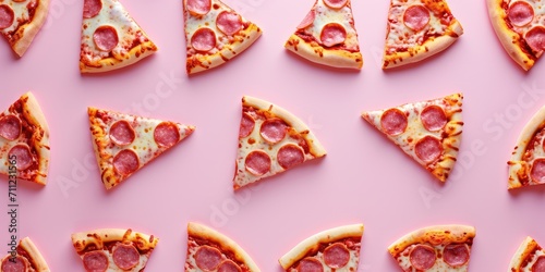Pizza pieces cocked hat slices pattern background photo
