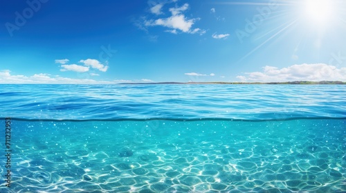 Summer tropical sea with sparkling waves and blue sunny sky