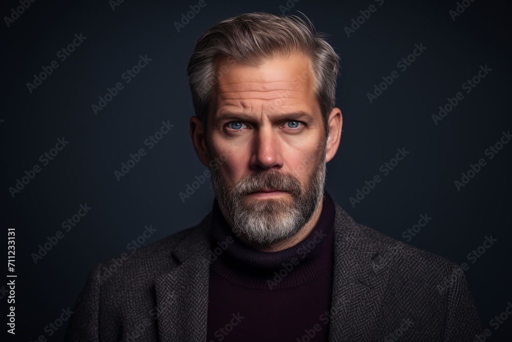 Portrait of a handsome mature man with grey beard and mustache. Portrait of a handsome mature man with grey beard and mustache.