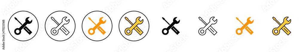 Repair tools icon set vector. tool sign and symbol. setting icon. Wrench and screwdriver. Service Repair tools icon set vector. tool sign and symbol. setting icon. Wrench and screwdriver. Service