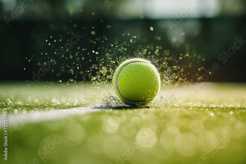 A closeup shot of a tennis ball - Generative AI © lilyl