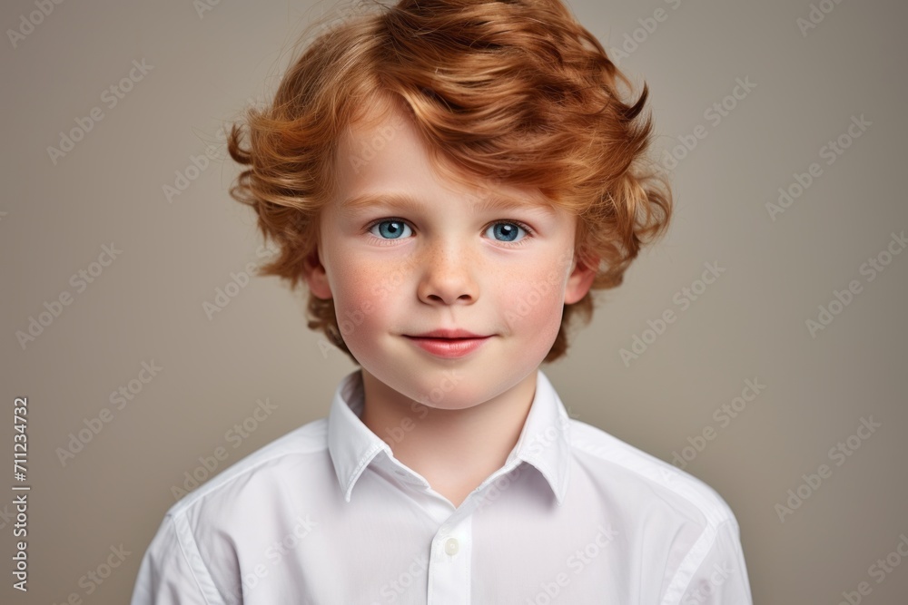 Portrait of a red-haired boy in a white shirt. Portrait of a red-haired boy in a white shirt.