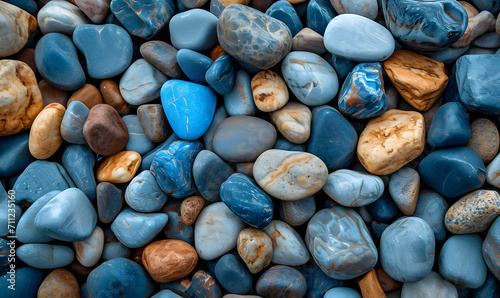 a pile of blue, brown, and white rocks, Generative AI