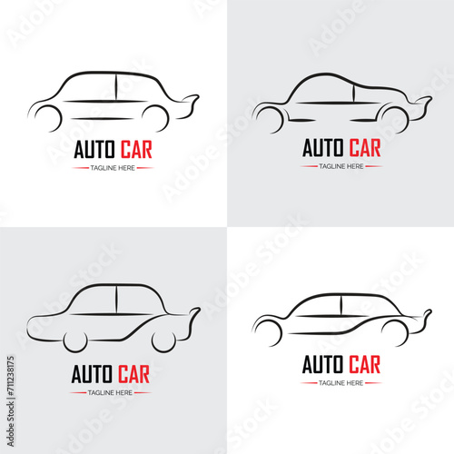 Silhouette sports race auto cars icons set, modern shapes thin line contour symbols, vector outline illustrations