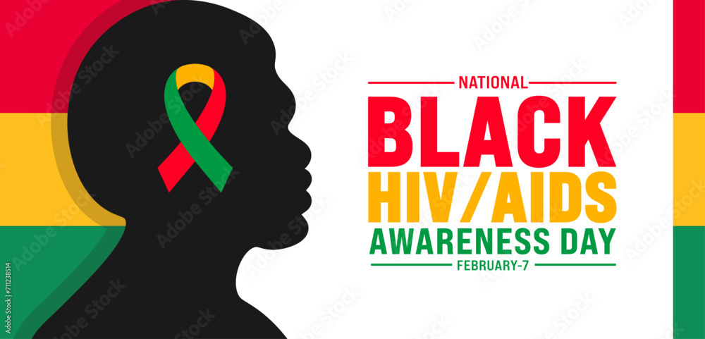February is National Black HIV AIDS Awareness Day background template with USA flag theme concept. Holiday concept. use to background, banner, placard, card, and poster design template