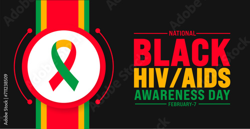February is National Black HIV AIDS Awareness Day background template with USA flag theme concept. Holiday concept. use to background, banner, placard, card, and poster design template