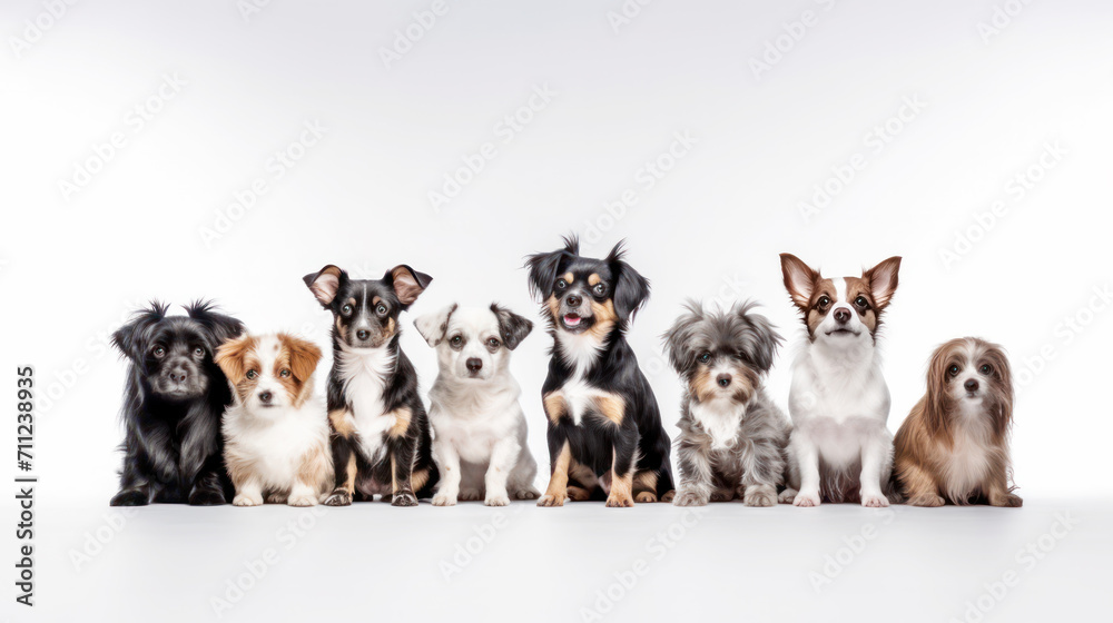 Group cute dogs with different dogs isolated on white background Group cute dogs with different dogs isolated on white background