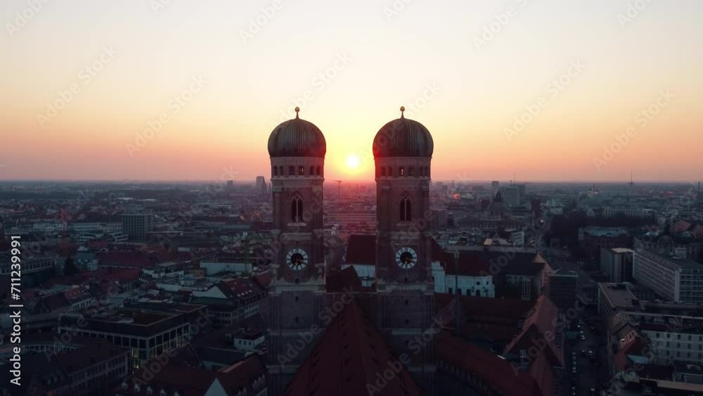 Cinematic aerial approach towards the architectural wonder of Munich ...