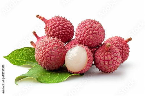  Juicy lychee isolated on a white background