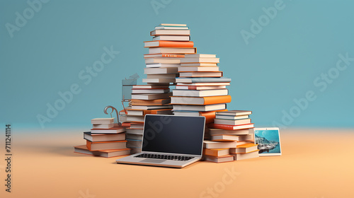 online education. e learning concept stack of books photo