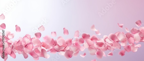 Petals of pink rose gentle background. flying petals for romantic banner design.