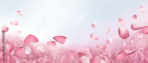 Petals of pink rose gentle background. flying petals for romantic banner design. © ND STOCK