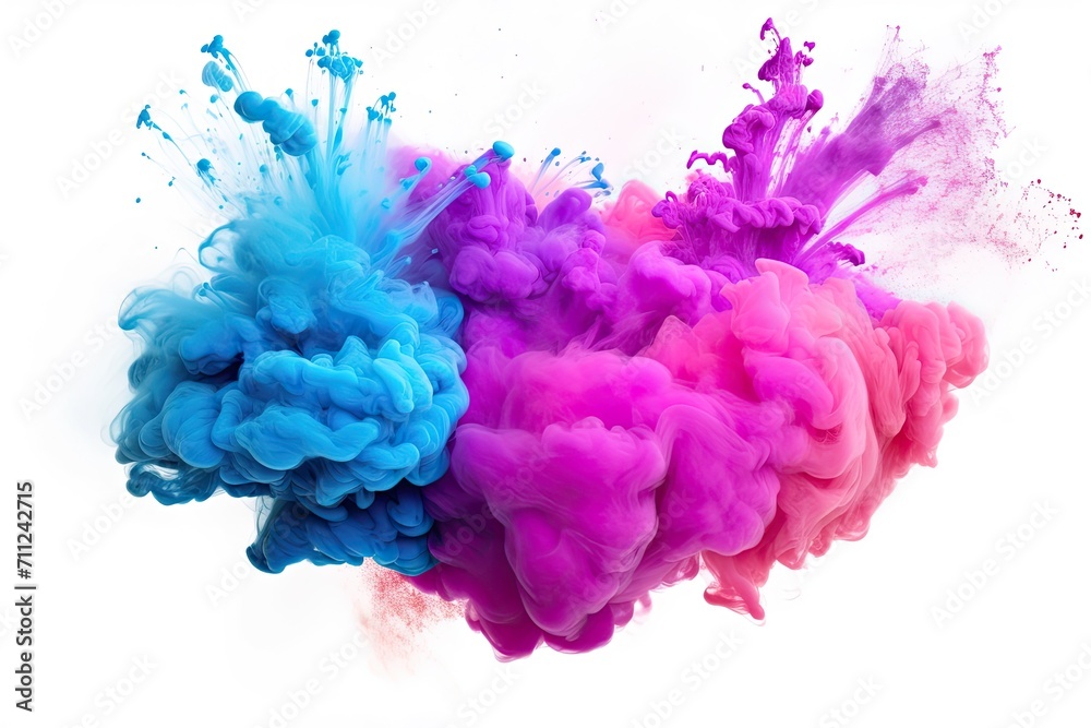 Obraz premium Colorful powder explodes white background