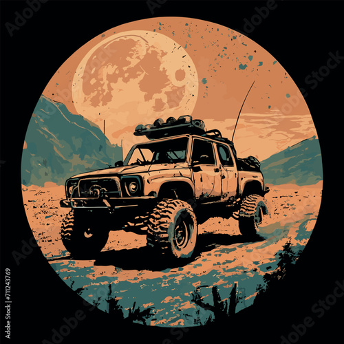 Offroad car illustration T shirt design