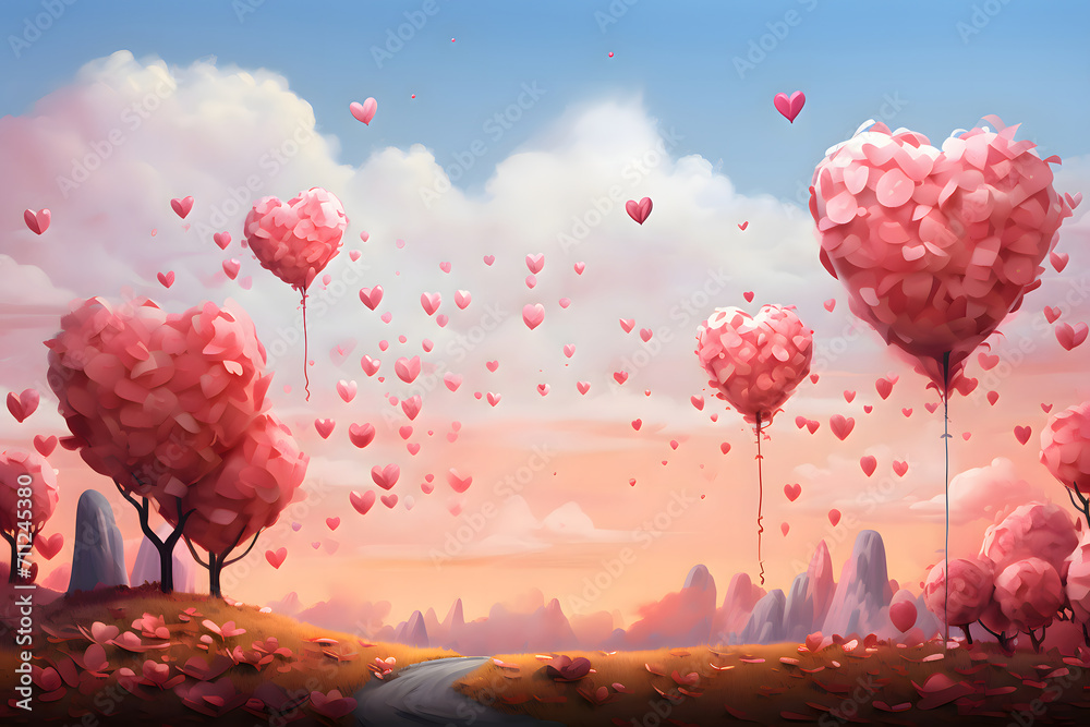 Love in spring. Love concept background. Valentine day card - obrazy, fototapety, plakaty 