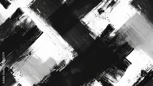 black and white abstract brush strokes pattern