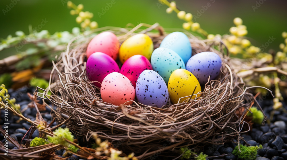 easter eggs in a nest easter eggs in a nest