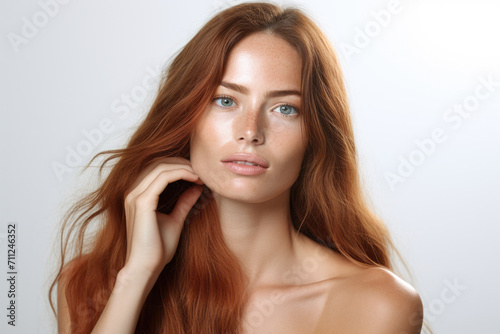 Woman with Long Red Hair Posing for Picture