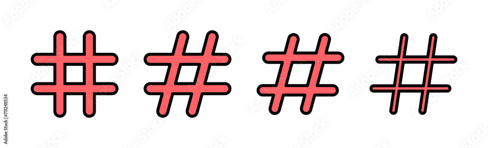Obraz premium Hashtag icon set illustration. hashtag sign and symbol