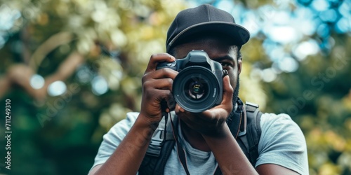 dedicated African American photographer capturing candid moments with creativity