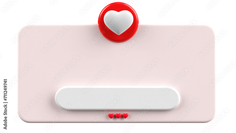 3d heart , 3d love with text box empty flat 3d heart , 3d love with text box empty flat