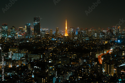 Tokyo tower and night city view in Tokyo, Japan