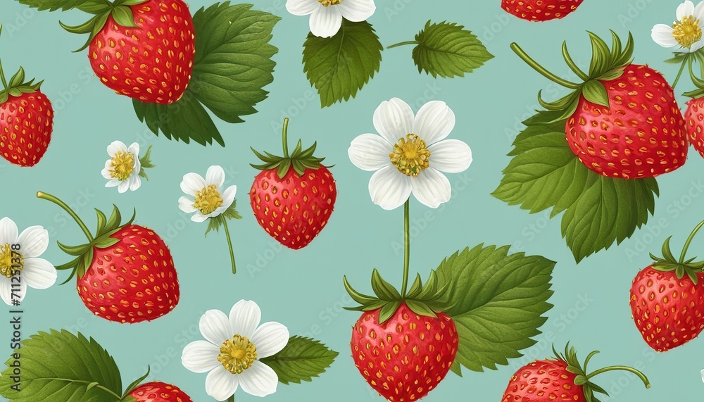 Interior Decor with Summer Strawberry and Flower Pattern Interior Decor with Summer Strawberry and Flower Pattern