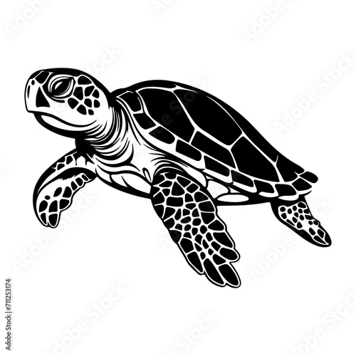 Sea turtle black silhouette logo svg vector, Sea turtle icon illustration.