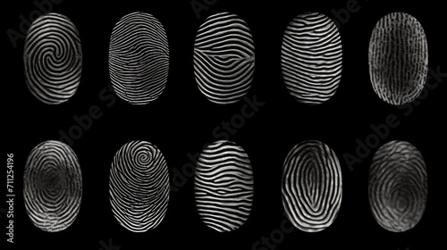 Fingerprints from various individuals. Collection of finger prints scan