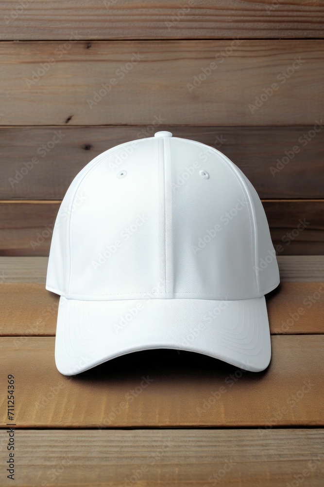 a mockup white baseball cap on a wooden background a mockup white baseball cap on a wooden background