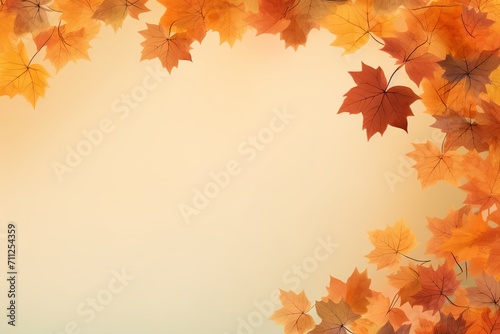 Abstract autumn frame background with colorful maple leaves and copy space