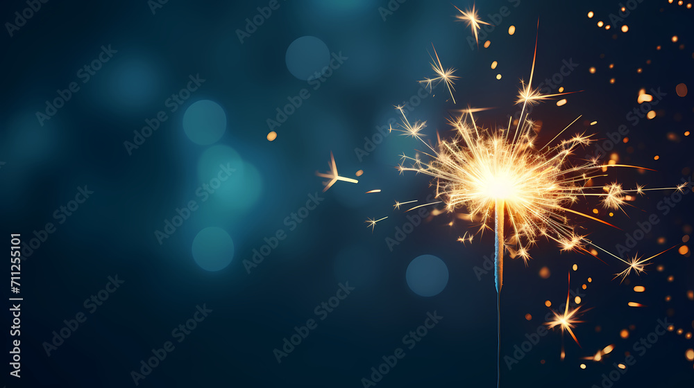 Obraz premium Beautiful creative holiday background with fireworks and sparkles