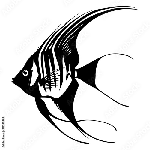 Angelfish black silhouette logo svg vector, Angelfish icon illustration.