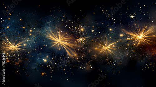 Happy New Year, burning fireworks with bokeh light background