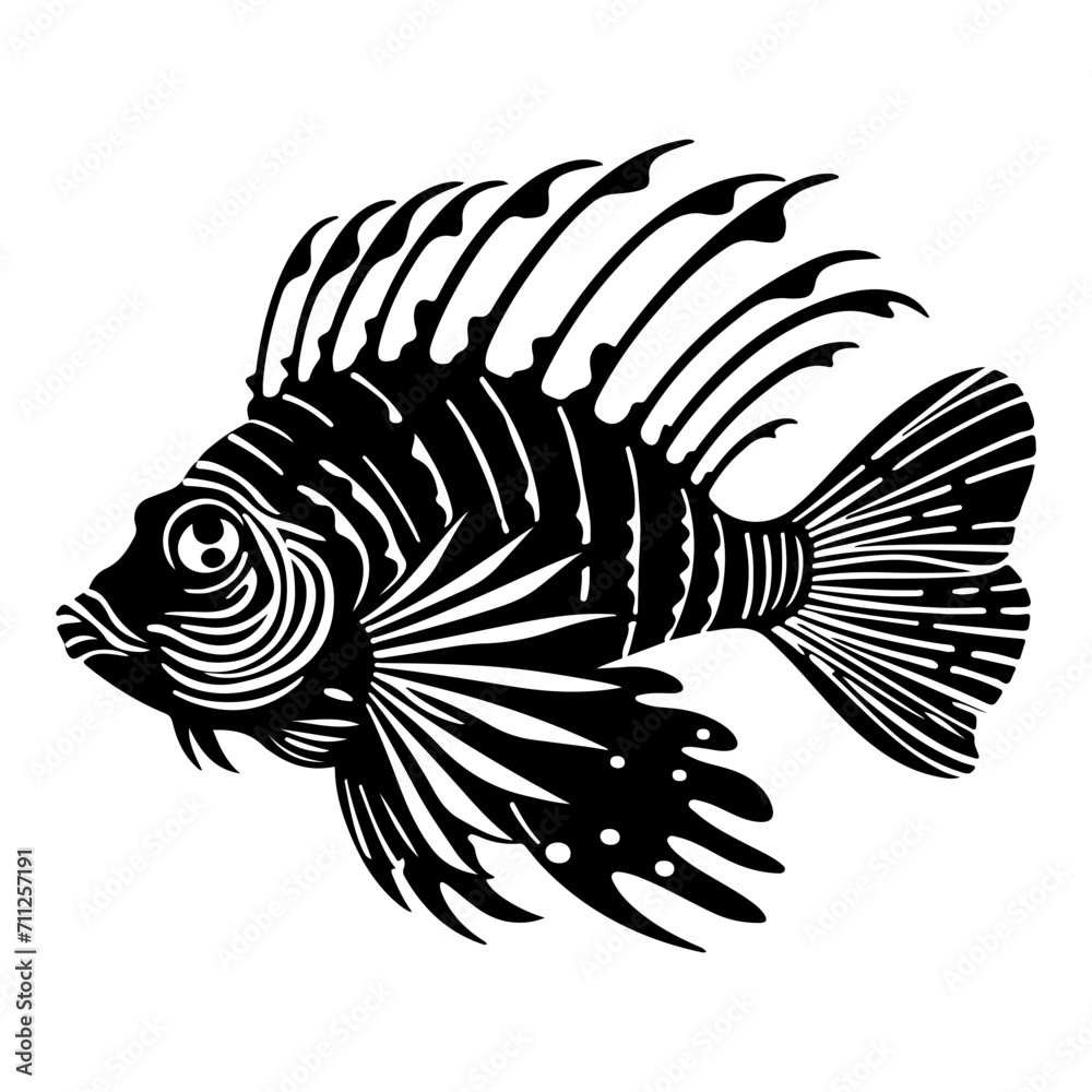 Lionfish black silhouette logo svg vector, Lionfish icon illustration. Lionfish black silhouette logo svg vector, Lionfish icon illustration.